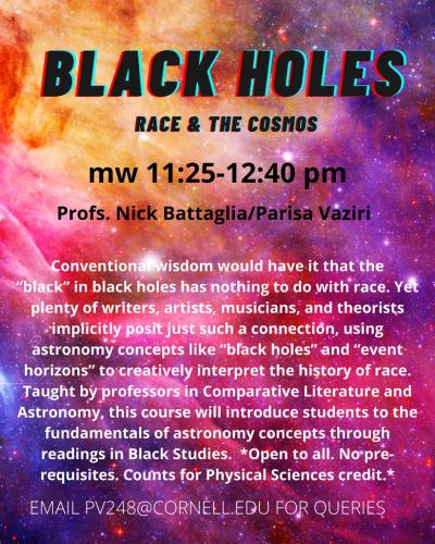 the text black holes against a colorful background